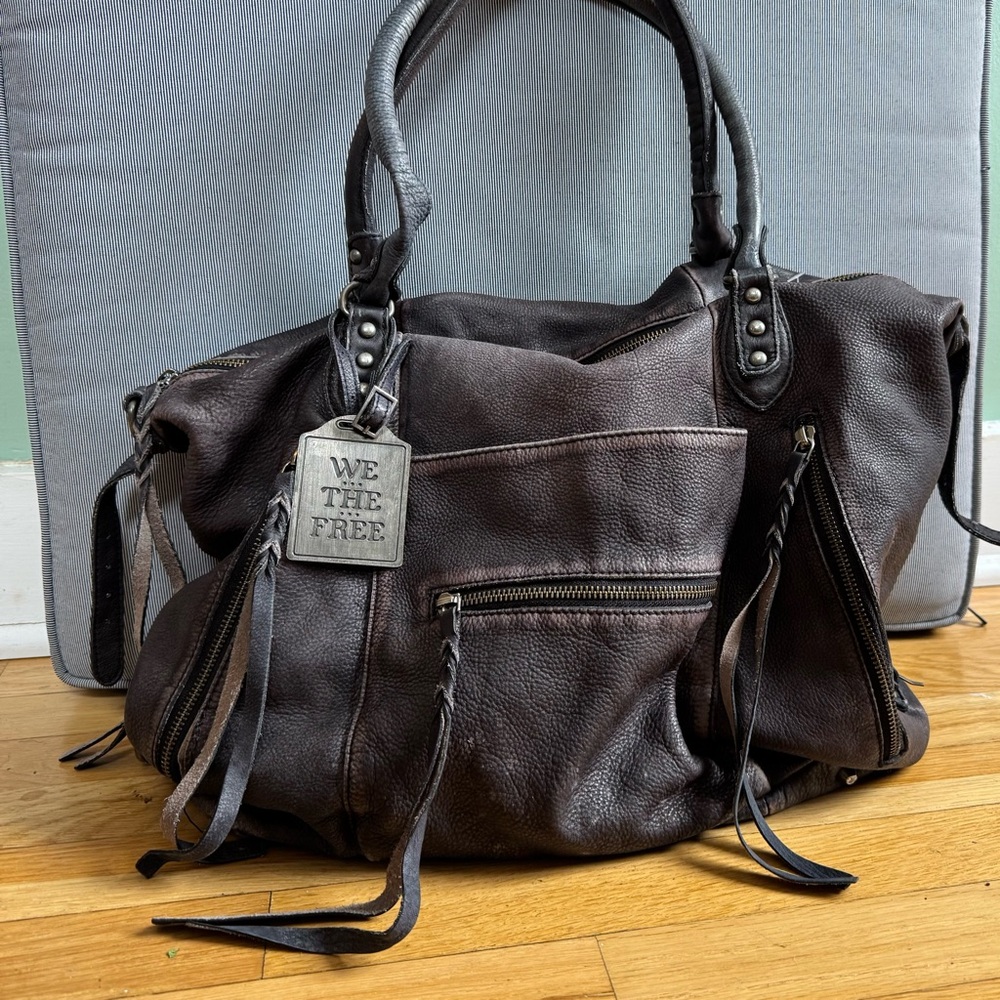 Free People Gray Leather Emerson Tote - Picture 2 of 8